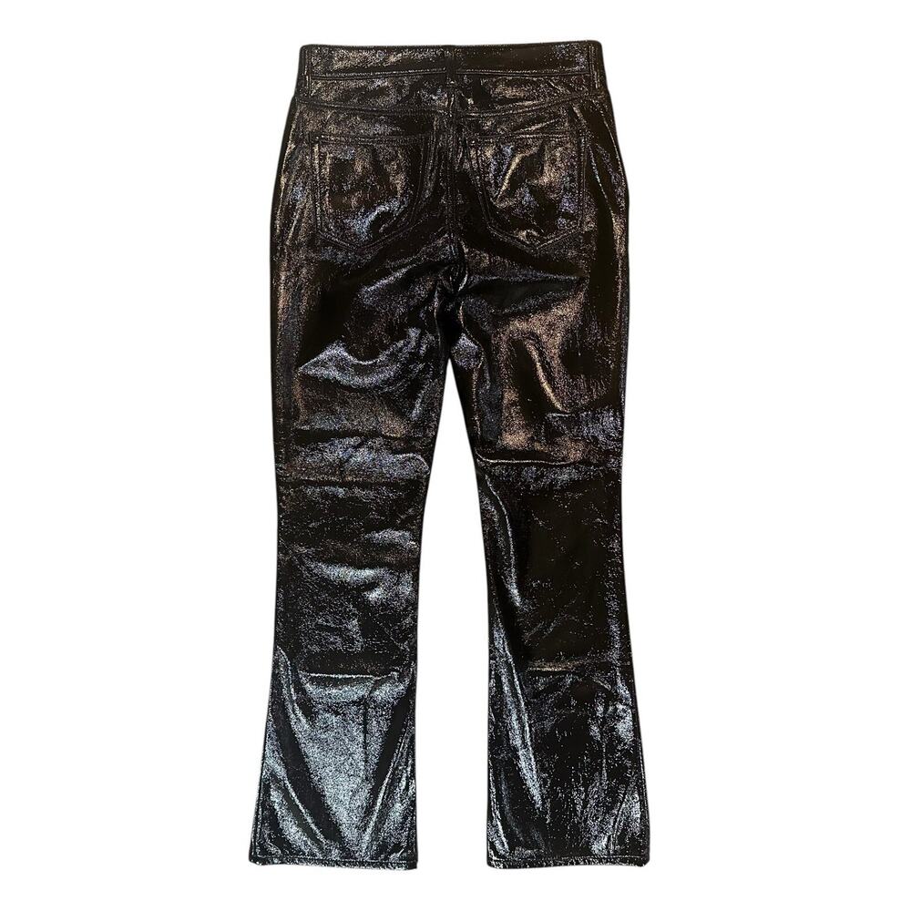 Gap Black Mid Rise Vegan Patent Leather Baby Boot Pants Women’s Size 27/4 Short - Picture 4 of 13